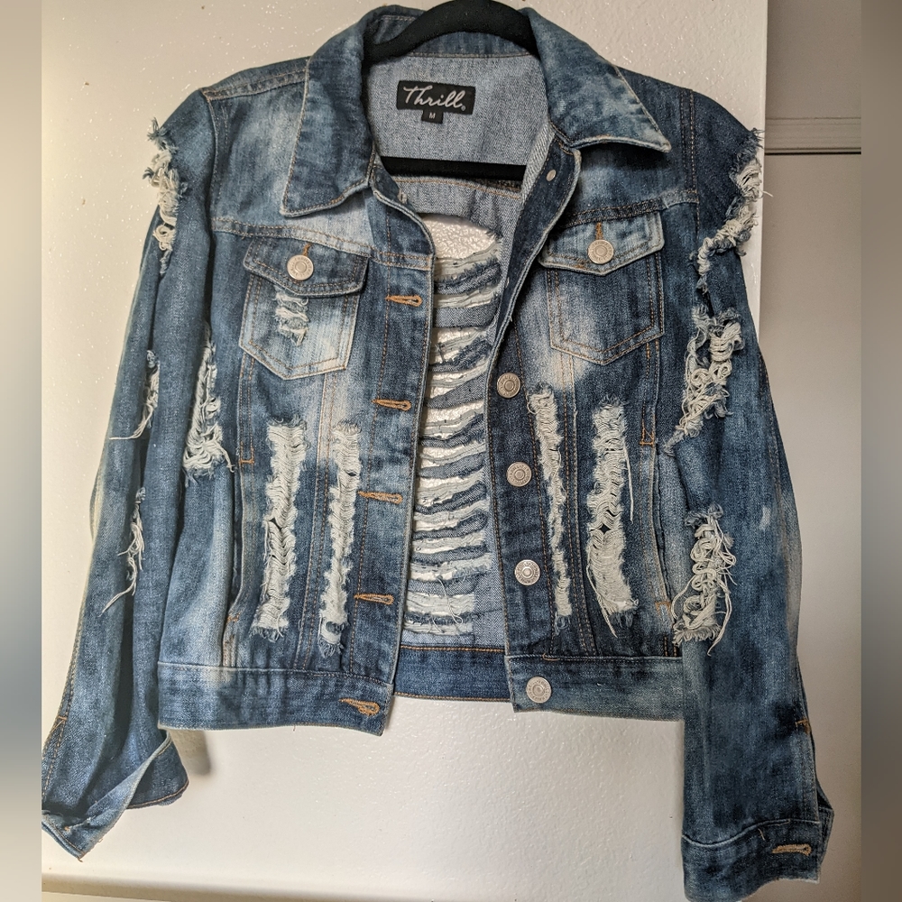 Distressed Denim Jean Jacket